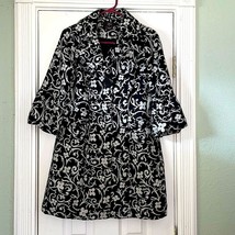 Vintage Luii coat Black &amp; White Floral Trench Peacoat Beautiful size S NWT - £76.66 GBP
