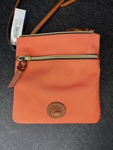 Dooney &amp; Bourke Double Zip Crossbody Bag Coral Nylon Leather Trim NEW - £51.12 GBP