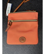 Dooney &amp; Bourke Double Zip Crossbody Bag Coral Nylon Leather Trim NEW - £49.25 GBP