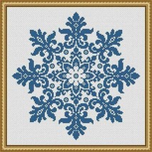 Snowflake Cross Stitch Pattern Floral Snowflake Monochrome Pattern PDF - £3.14 GBP