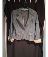 So Denim Jeans  Jacket /blaer Women Size large  Floral Accent Tapered - $292.51 MXN