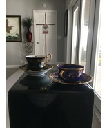 Genuine Royal Underglass Mararine Blue And Gold Tea Cup &amp; Saucer  &amp; a Gr... - $50.78 CAD
