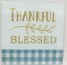 Square Cutting Board / Trivet, Glass,  approx. 8"x8", THANKFUL BLESSED, GR - £10.07 GBP