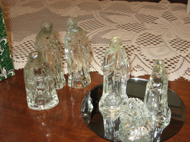 Nativity Set-Clear Glass-7 pc w/ Display Mirror-Classic Traditions-Box-China - £6.29 GBP