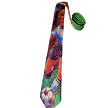 Vintage Ralph Marlin Soccer Player Mens Neck TIE Watercolor Football Coach Gift - $14.54