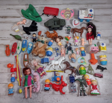 Lot of Assorted Vintage Children&#39;s Toys Dolls Cars Pretend Play Kitchen ... - $47.03