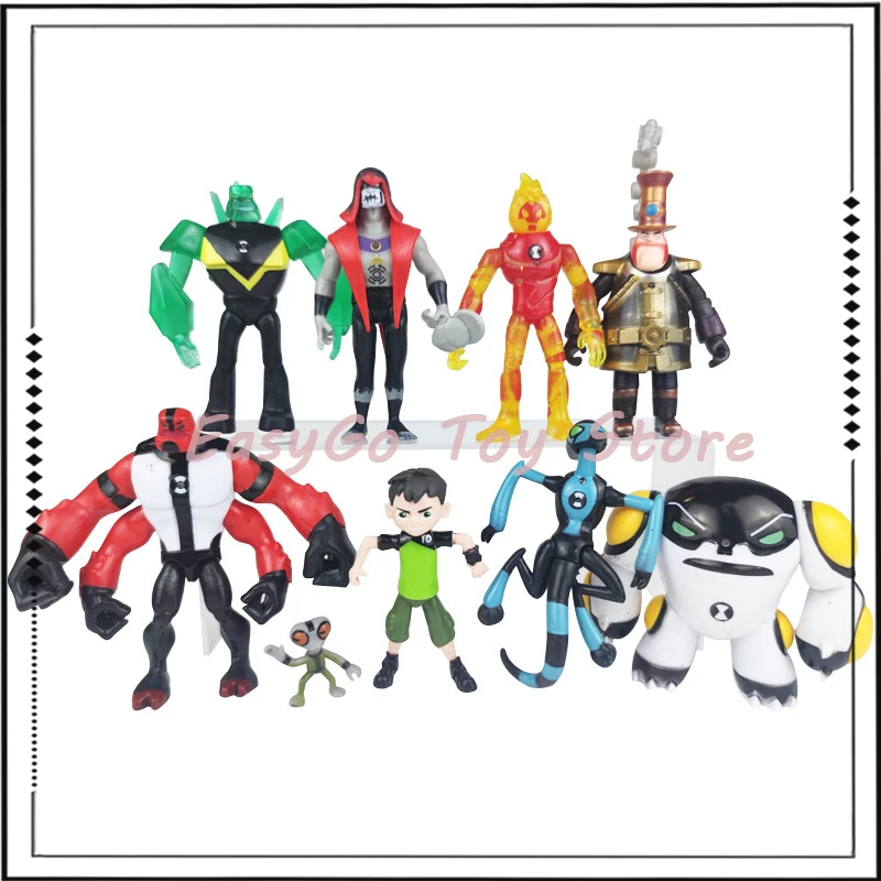 9 Pcs Ben 10 3-12 Anime Figure Ben Tennyson Ben Four Arms Grey Matter Heatblast - £28.12 GBP