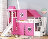 Merax Twin Low Size with Slide and Storage Stairs, Wood Loft Bed with Te... - $879.99
