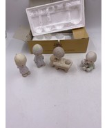 1984 Precious Moments FOR GOD SO LOVED THE WORLD 4 Piece Nativity E-5382 - $37.08