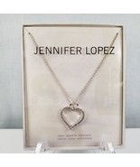 Jennifer Lopez Heart Pendant Necklace Silver Tone  Rhinestones - $337.44 MXN