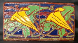 Hand Painted Morning Glory Ceramic Double Tile, EUC 8.25&quot; x 4.25&quot; - €24,39 EUR