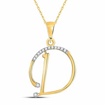 10kt Yellow Gold Womens Round Diamond D Initial Letter Pendant 1/12 Cttw - £118.85 GBP
