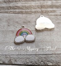 2 Rainbow Charms Enamel Pendants Silver Rainbow Baby Findings 19.5mm - £2.74 GBP