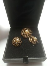 Love Knot Brooch w/ Earrings 1/20 12 KT Gold Filled Signed H.G. 3 Pc Set  - £11.19 GBP