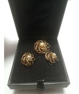 Love Knot Brooch w/ Earrings 1/20 12 KT Gold Filled Signed H.G. 3 Pc Set  - $14.01