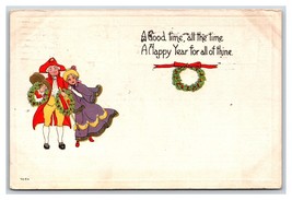 A Happy New Year Good Time Wreaths Embossed DB Postcard H26 - $2.71