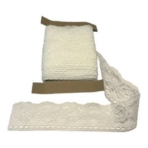 Vintage Large Roll Lingerie Scalloped Stretch  White Rose Lace Trim 2.5”... - £26.21 GBP