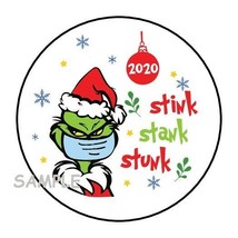 30 2020 Stink Stank Stunk Envelope Seals Labels Stickers 1.5&quot; Grinch Christmas - £5.85 GBP