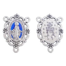 100pcs of Blue Enamel Our Lady of the Miraculous Mary Medal Rosary Cente... - $37.38