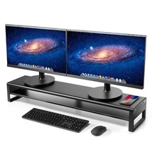 2 Tiers Dual Monitor Stand Aluminum Monitor Riser With Wireless Charging And 4 U - £161.53 GBP