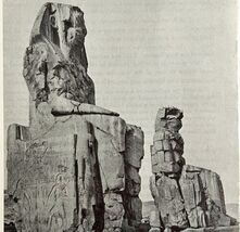 1942 Egypt Amenhotep III Colossi Historical Print Antique Ephemera 8 x 5  - $7.00 CAD