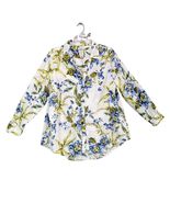 Joie Blue Floral 100% Linen Button Front Shirt Women's Plus Size 1X Roll... - $25.00