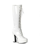 SALE PLEASER White Patent Platform 5&quot; Chunky Heel Gogo Dancer Knee Boots 9 - $884.90 MXN