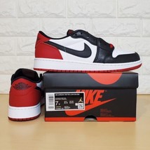 Nike Air Jordan 1 Low OG GS Size 7Y Black Toe Black White Red CZ0858-106  - £144.76 GBP