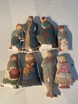 Vtg Fabric Victorian Pillow Stuffed Dolls. 8 Doll Set.  Kids &amp; Adults. Sewn. - £22.56 GBP