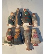 Vtg Fabric Victorian Pillow Stuffed Dolls. 8 Doll Set.  Kids &amp; Adults. S... - £23.06 GBP