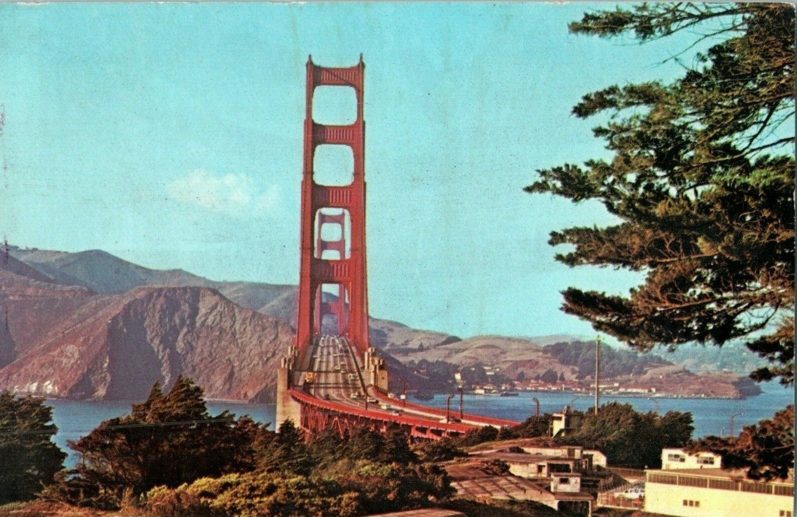 Panoramic View Golden Gate Bridge California Postcard - $3.67