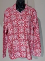 Lands&#39; End Ladies Long Sleeve Print Flannel Pajama Top - Red Mosaic NWOT... - $14.99