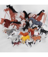 Lot of 14 Unbranded Toy Horse Figures Various Scales Sizes Flocked Plastic - $17.99