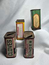 Vtg Durkee&#39;s Mustard Cloves Ginger Curry Powder Spice Tins Lot Of 4 NY And Ohio - £31.92 GBP