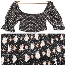 Olivaceous Womens S Crop Top Smocked Puff Sleeve Boho Floral Cottagecore  - $19.27