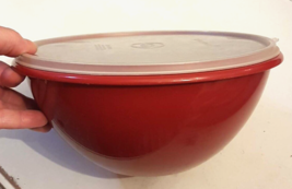 Tupperware Wonderlier Nesting Bowl VTG 12 cup Paprika Red 237 with Sheer... - $17.76