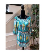 R. Rouge Blouse Women M Multicolor Polyester Peasant Top Boho Southwest ... - $24.75