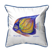 Betsy Drake Blue Ring Angelfish Extra Large 22 X 22 Indoor Outdoor White Pillow - £54.36 GBP