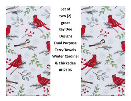 KAY DEE DESIGNS Christmas Cardinal H7106~Two Dual Purpose Terry Towels~16&quot;x26″ - £11.92 GBP