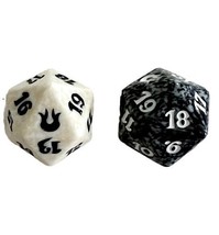 Dice Lot Of 2 20 Sided Black Amd White D20 Role Playing Supply Flamed 20... - £15.94 GBP