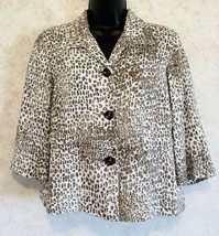 Pendleton Women&#39;s Jacket Leopard Print Linen Rayon Blend 3/4 Sleeve Size Small - £18.55 GBP