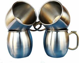 Set of-4, Stainless Steel Moscow Mule Mugs Capacity-16 oz,Thumb brass ha... - £43.54 GBP