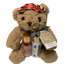 Winterberry 3 Piece Gift Set  Plush Stuffed Bear Sleep Mask Shower Gel Lotion - £7.78 GBP
