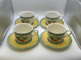 Set of 4 Villeroy &amp; Boch FRENCH GARDEN FLEURENCE Breakfast Cups &amp; Saucers - $159.99