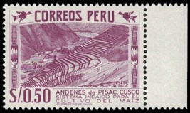 1952-59 PERU Stamp - 50c w/ Selvage B86 - £1.16 GBP