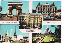 France Multi View Postcard Paris Hotel Opera-Lafayette Eiffel Tower Arc Triomphe - £2.35 GBP