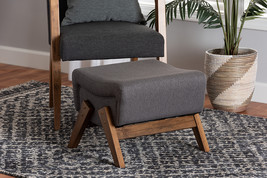Vino Dark Gray Fabric and Walnut Brown Ottoman - $109.00