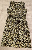 Calvin Klein Dress Womens 8 Petites Leopard Print Black Tan Belted Sheat... - £21.66 GBP