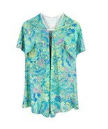 Turquoise Flower Print Blouse-Medium - £16.92 GBP