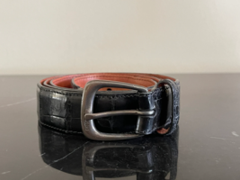 Ralph Lauren Size 40 Black Leather Belt Made in Italy w Sterling Silver Buckle - £251.69 GBP